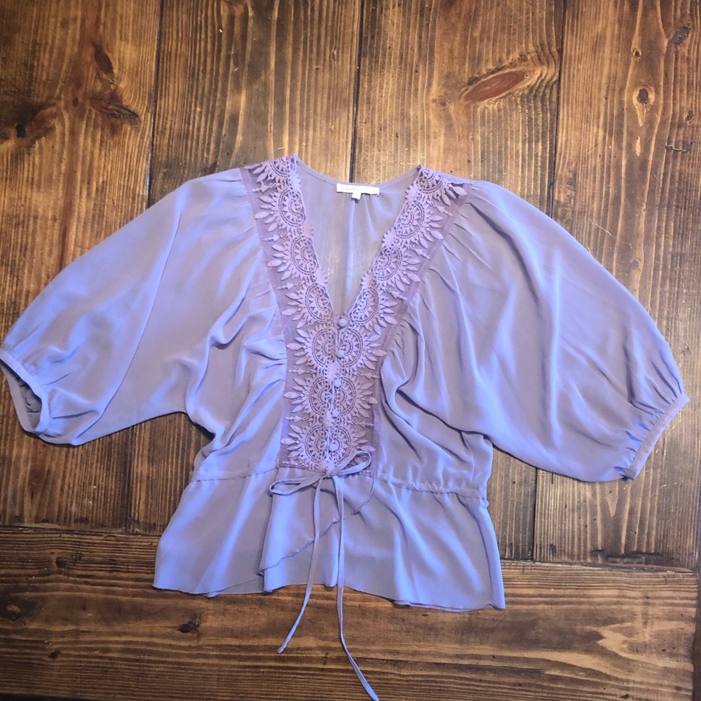 Daniel Rainn lilac purple lace sheet top
